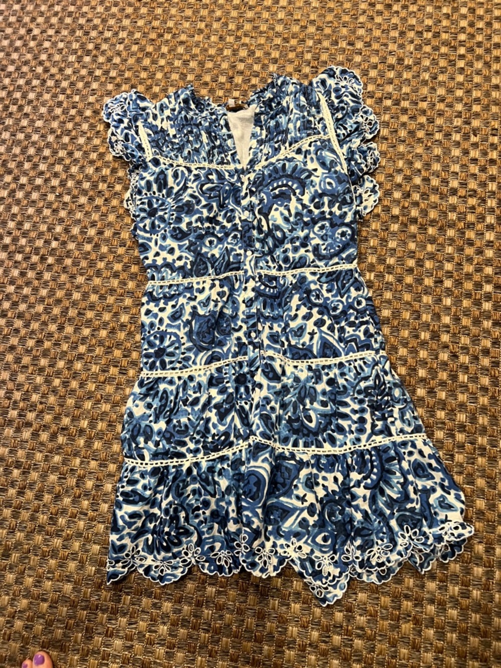 House of Harlow 1960 Blue and White Floral dress